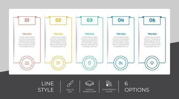 infográfico de opção de negócios de apresentação com estilo de linha e conceito colorido. 5 etapas do infográfico podem ser usadas para fins comerciais. vetor