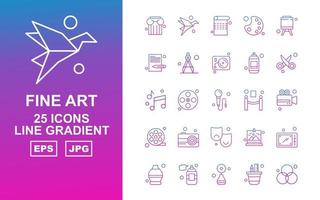 Pacote de ícones de gradiente com 25 linhas de belas artes premium vetor