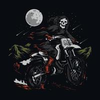 Ceifador com ilustração de moto vetor