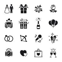 casamento, conjunto de ícones de casamento. preto em um fundo branco vetor