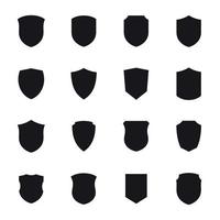 conjunto de ícones de escudo. preto em um fundo branco vetor