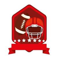 emblema com capacete e bola ícone isolado de futebol americano vetor