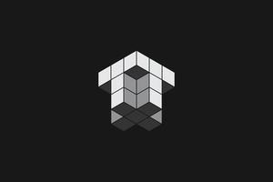 letra inicial preta cinza x logotipo do bloco cubo geométrico vetor