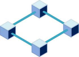 ícone de linha blockchain azul 3d blocos de criptomoeda símbolo de sinal de contorno de vetor