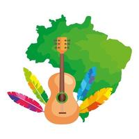 guitarra com ícone do mapa do brasil isolado vetor
