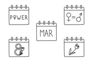 calendários, 8 de março para cartões, cartazes, adesivos e design sazonal. vetor