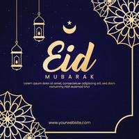 ilustração de modelo de mídia social eid al fitr mubarak vetor