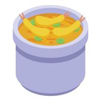 vetor isométrico de ícone de tempura de sopa. camarão frito