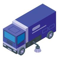 vetor isométrico de ícone de vassoura de lixo. caminhão de rua