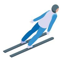 vetor isométrico de ícone de salto de esqui de montanha. salto de inverno