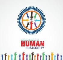 dia internacional da fraternidade humana, 4 de fevereiro, modelo para plano de fundo, banner, cartão, cartaz. ilustração vetorial. vetor