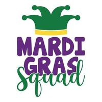 esquadrão de mardi gras - carnaval de mardi gras, fonte caligráfica de filigrana com símbolo tradicional de mardi gras - flor de lis, elegante logotipo chique com slogan de saudação vetor