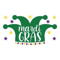 carnaval de mardi gras, fonte caligráfica de filigrana com símbolo tradicional de mardi gras - flor de lis, elegante logotipo chique com slogan de saudação vetor