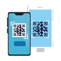 código qr dentro do design do vetor do smartphone