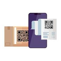 papel de código qr e design de vetor de smartphone