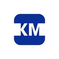 km monograma das letras iniciais da empresa. km logotipo azul. vetor