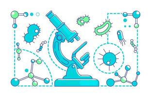 ilustração em vetor conceito linha fina microbiologia