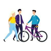 agrupar pessoas com ícones isolados de bicicleta vetor
