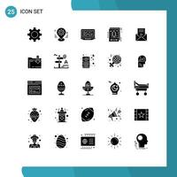 grupo de símbolos de ícone universal de 25 glifos sólidos modernos de elementos de design de vetores editáveis de tela de cartão de cenário de natal
