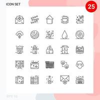 conceito de 25 linhas para sites móveis e aplicativos ganhos lucro copo de renda do bebê elementos de design de vetores editáveis