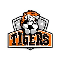 mascote da bola do futebol do futebol tigre vetor