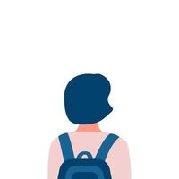 aluna com mochilas escolares, vista traseira. conceito de educação. jovem mulher com mochila, aluno, adolescente. caminho futuro de escolha. ilustração vetorial vetor