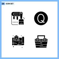4 ícones de símbolos de glifos criativos de estilo sólido sinal de ícone sólido preto isolado no fundo branco vetor
