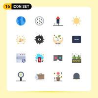 conjunto de pictogramas de 16 cores planas simples de interface de grinalda de layout de ferramentas pacote editável de férias de elementos de design de vetores criativos