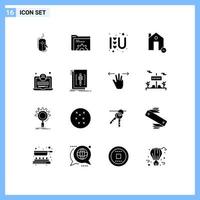 16 ícones criativos sinais modernos e símbolos de menos servidor imobiliário excluir sinal de amor elementos de design de vetores editáveis