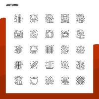 conjunto de ícones de linha de outono conjunto de 25 ícones vetor design de estilo minimalista ícones pretos conjunto de pacote de pictograma linear