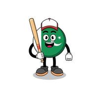 desenho de mascote da bandeira do Paquistão como jogador de beisebol vetor