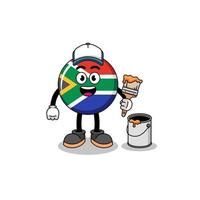 mascote de personagem da bandeira da áfrica do sul como pintor vetor