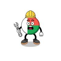 ilustração de personagem da bandeira de madagascar com erro 404 vetor