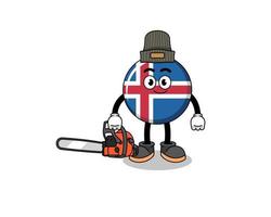 desenho animado de ilustração de bandeira da islândia como um lenhador vetor