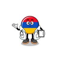 mascote dos desenhos animados da bandeira da armênia médico vetor