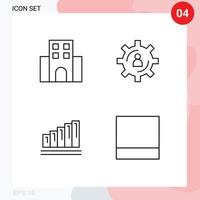 pacote de 4 cores planas de linhas preenchidas criativas de elementos de design de vetores editáveis de gráfico de engrenagem de viagem de produtividade de apartamento