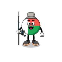 ilustração de mascote do pescador de bandeira de madagascar vetor