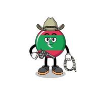 personagem mascote da bandeira das maldivas como um cowboy vetor