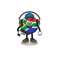 mascote de personagem da bandeira da áfrica do sul fazendo campo de tiro vetor