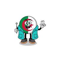 ilustração do mascote da bandeira da Argélia como dentista vetor