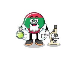 mascote da bandeira das maldivas como cientista vetor