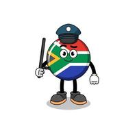 ilustração dos desenhos animados da polícia de bandeira da áfrica do sul vetor