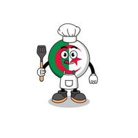 ilustração de mascote do chef de bandeira da argélia vetor