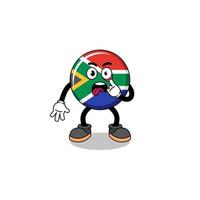 ilustração de personagem da bandeira da áfrica do sul com língua de fora vetor