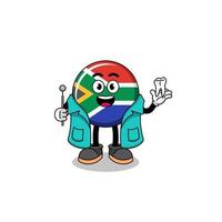 ilustração do mascote da bandeira da áfrica do sul como dentista vetor