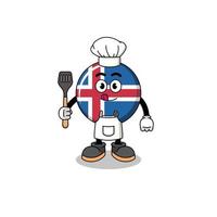 ilustração de mascote do chef de bandeira da Islândia vetor