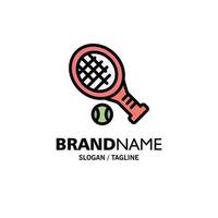modelo de logotipo de negócios de esporte de tênis de raquete de bola cor lisa vetor