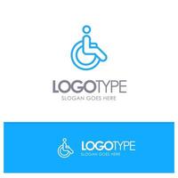 cadeira de rodas movimento de bicicleta caminhar estilo de linha do logotipo azul vetor