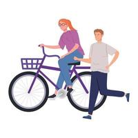 casal com personagem de avatar de bicicleta vetor