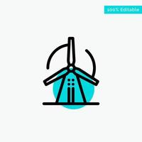 turbina eólica energia turquesa destaque ícone de vetor de ponto de círculo